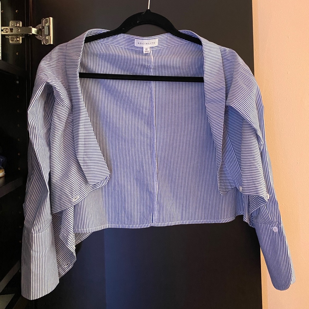 Off the shoulder button down long sleeve blouse